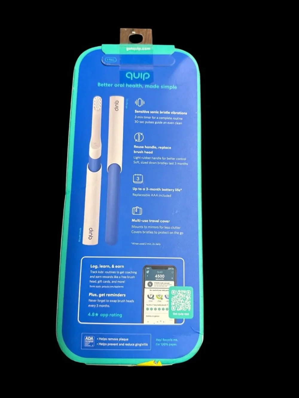 Quip Kids Sonic Toothbrush in blue ADA-accepted New in Box